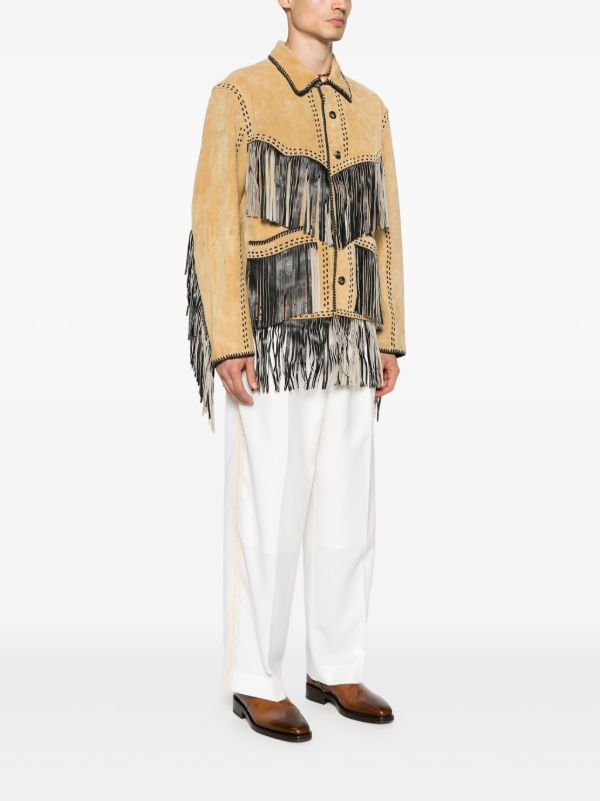 Browns BODE Brown Fringed Leather Jacket | Browns Leather Jackets