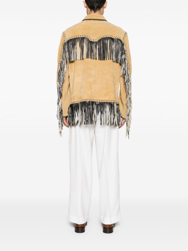 Browns BODE Brown Fringed Leather Jacket | Browns Leather Jackets
