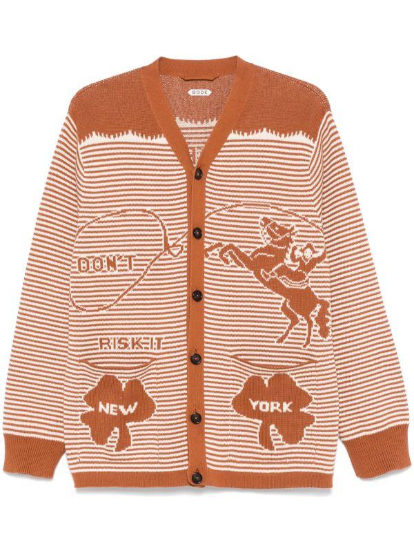 browns BODE Brown Intarsia-Knit Cardigan | Browns Cardigans
