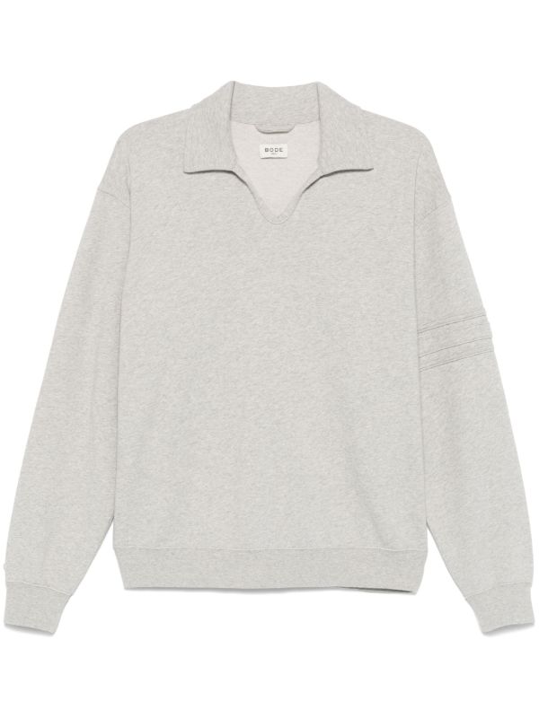 browns BODE Grey Cotton Polo Sweatshirt | Browns Sweatshirts
