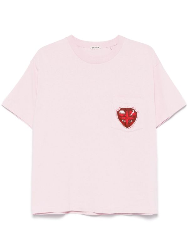 browns BODE Pink Crest Pocket T-Shirt | Browns T-Shirts