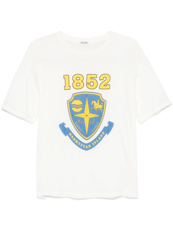 browns BODE White Cotton Crest-Print T-Shirt | Browns T-Shirts