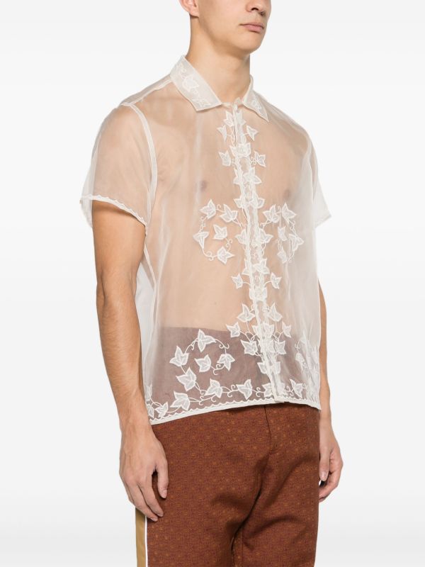 Browns BODE White Ivy Embroidered Silk Shirt | Browns Shirts