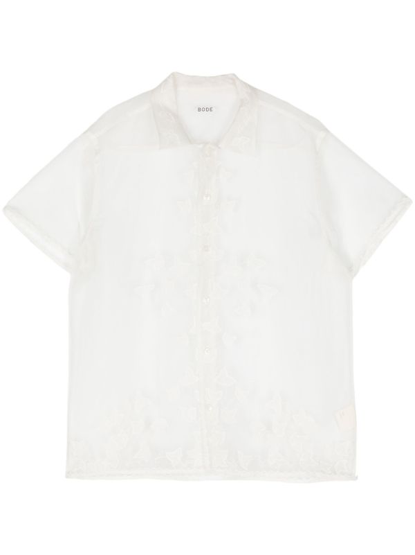 browns BODE White Ivy Embroidered Silk Shirt | Browns Shirts