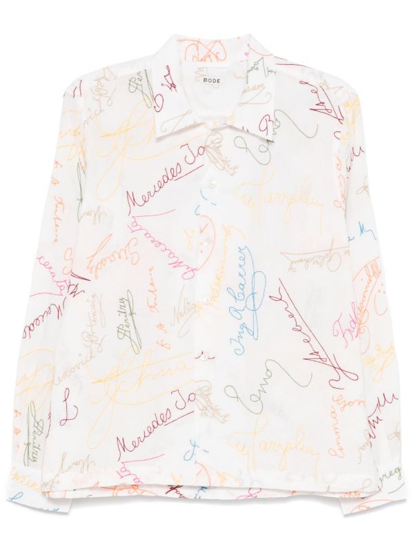 browns BODE White Signature Scrawl Shirt | Browns Shirts