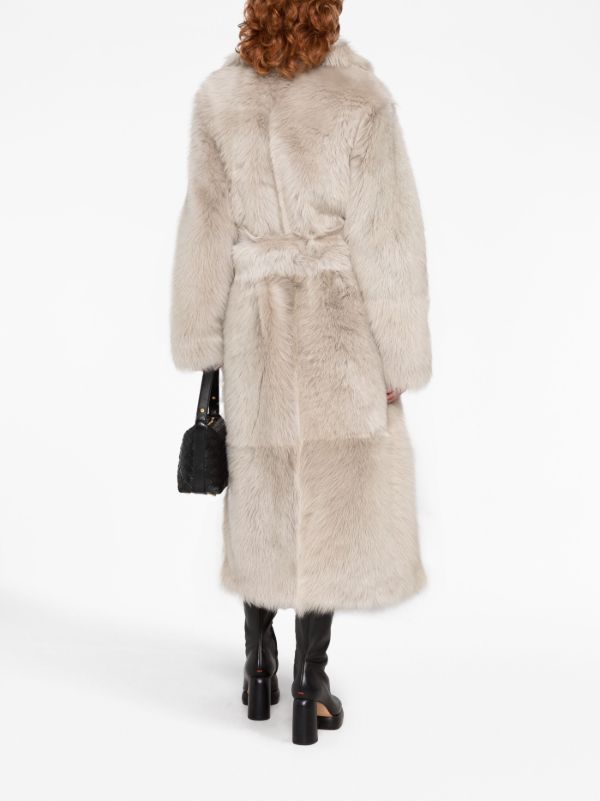 Browns Bottega Veneta Beige Belted Waist Coat | Browns Single Breasted Coats