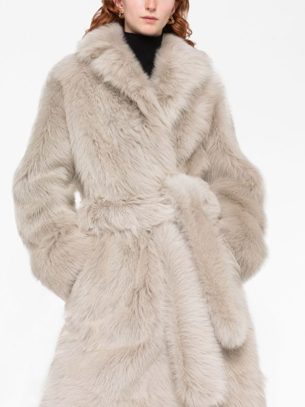 Browns Bottega Veneta Beige Belted Waist Coat | Browns Single Breasted Coats