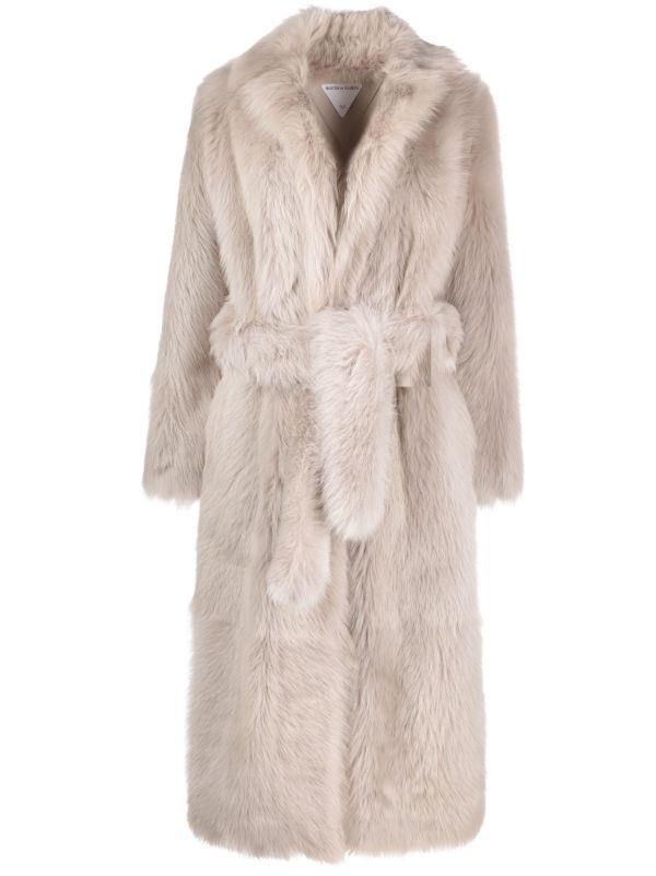 browns Bottega Veneta Beige Belted Waist Coat | Browns Single Breasted Coats