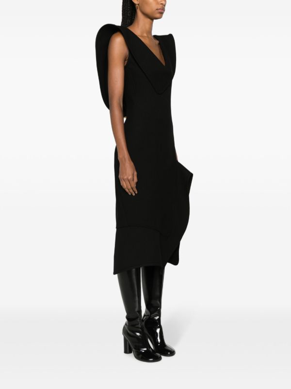 Browns Bottega Veneta Black Asymmetric Midi Dress | Browns Day Dresses