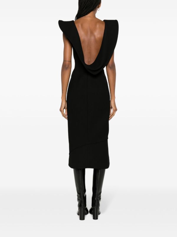 Browns Bottega Veneta Black Asymmetric Midi Dress | Browns Day Dresses