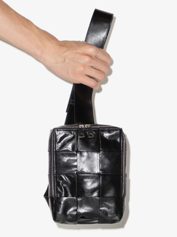 browns Bottega Veneta black Cassette mini Intreccio leather crossbody bag | Browns Messenger Bags