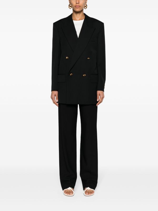 Browns Bottega Veneta Black Double-Breasted Wool Blazer | Browns Blazers