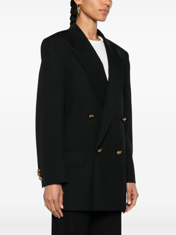 Browns Bottega Veneta Black Double-Breasted Wool Blazer | Browns Blazers