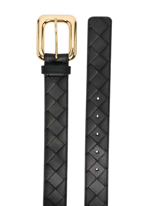 Browns Bottega Veneta Black Intrecciato Leather Belt | Browns Belts