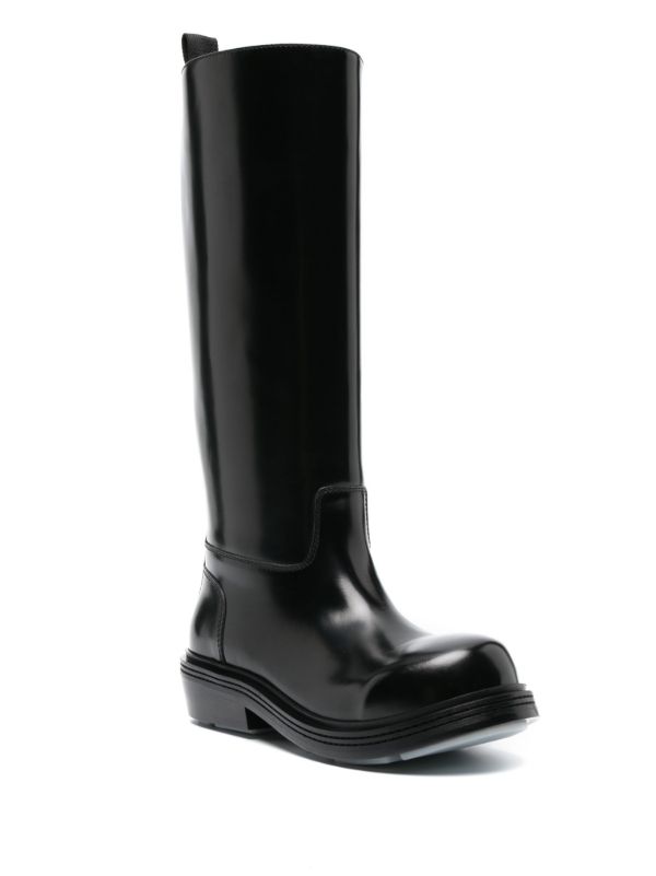 Browns Bottega Veneta Black Knee High Leather Boots | Browns Boots