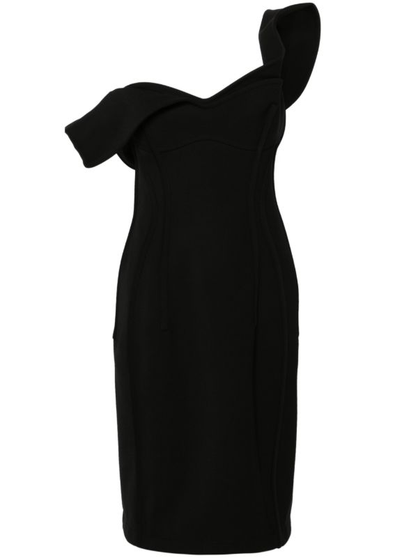 browns Bottega Veneta Black Off-Shoulder Midi Dress | Browns Cocktail & Party Dresses