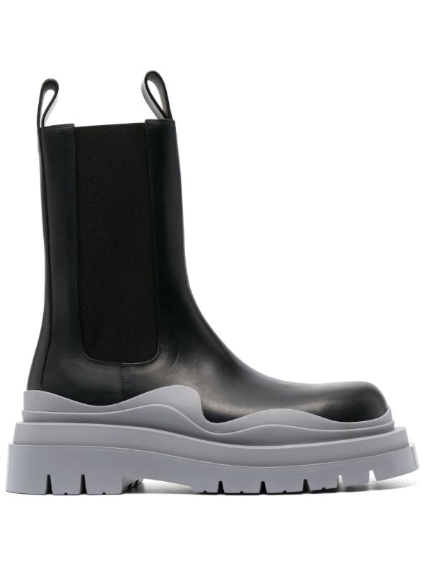 browns Bottega Veneta black Tire leather Chelsea boots | Browns Boots