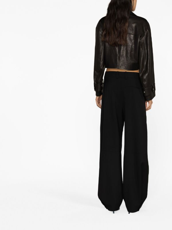 Browns Bottega Veneta Black Wool Wide-leg Trousers | Browns Wide-Leg Pants