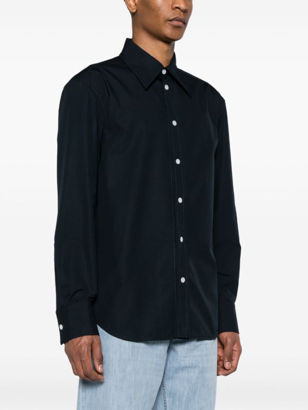 Browns Bottega Veneta Blue Compact Button-Up Cotton Shirt | Browns Shirts