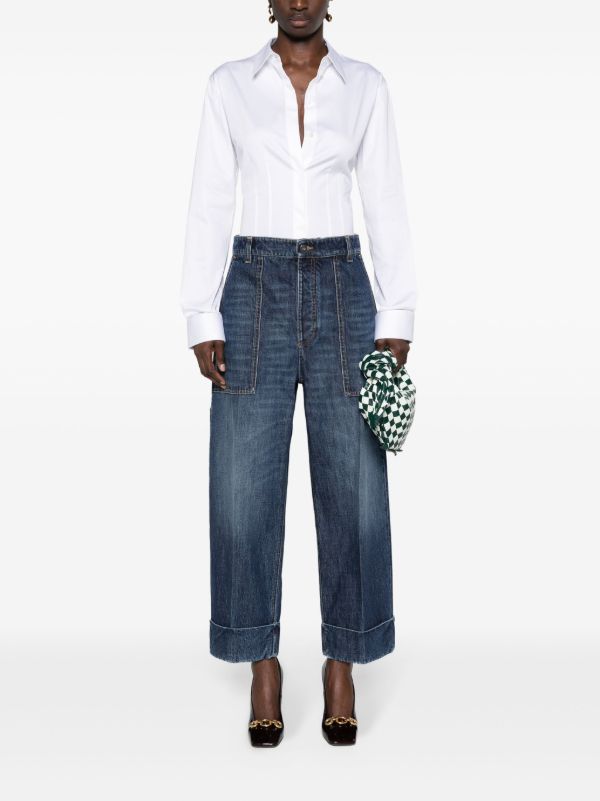 Browns Bottega Veneta Blue High-Rise Straight-Leg Jeans | Browns Straight-Leg Jeans