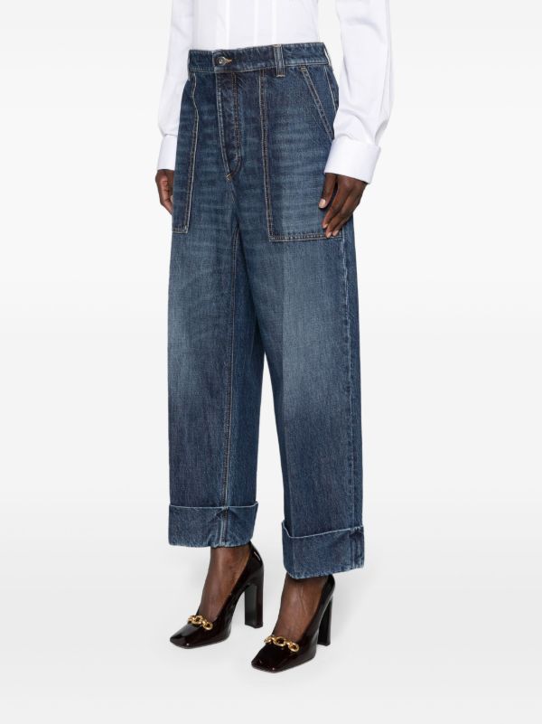 Browns Bottega Veneta Blue High-Rise Straight-Leg Jeans | Browns Straight-Leg Jeans