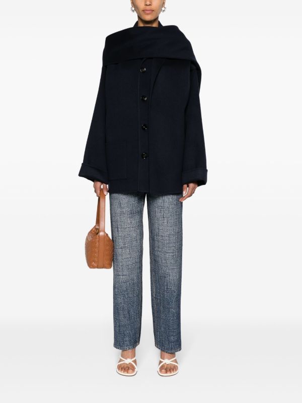 Browns Bottega Veneta Blue Layered Single-Breasted Jacket | Browns Oversized Jackets