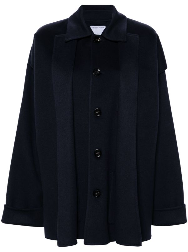 browns Bottega Veneta Blue Layered Single-Breasted Jacket | Browns Oversized Jackets