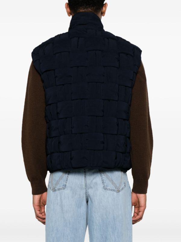 Browns Bottega Veneta Blue Maxi Intrecciato Quilted Gilet | Browns Waistcoats & Gilets