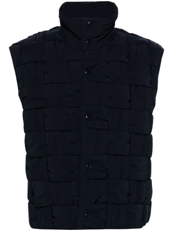 browns Bottega Veneta Blue Maxi Intrecciato Quilted Gilet | Browns Waistcoats & Gilets
