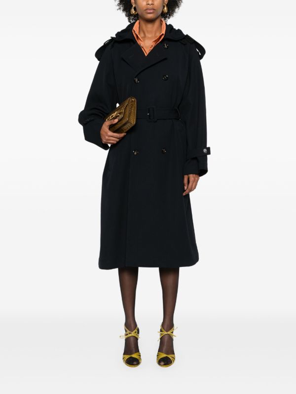 Browns Bottega Veneta Blue Wool Belted Trench Coat | Browns Trench Coats & Raincoats