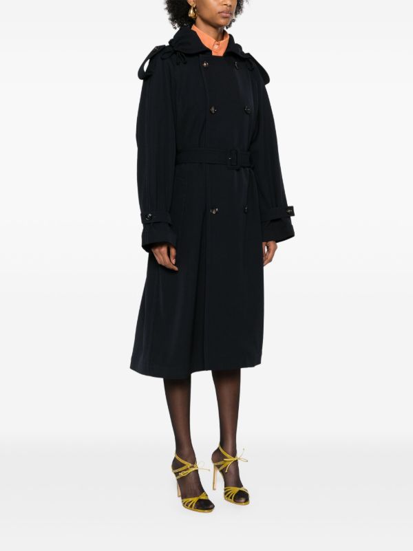 Browns Bottega Veneta Blue Wool Belted Trench Coat | Browns Trench Coats & Raincoats