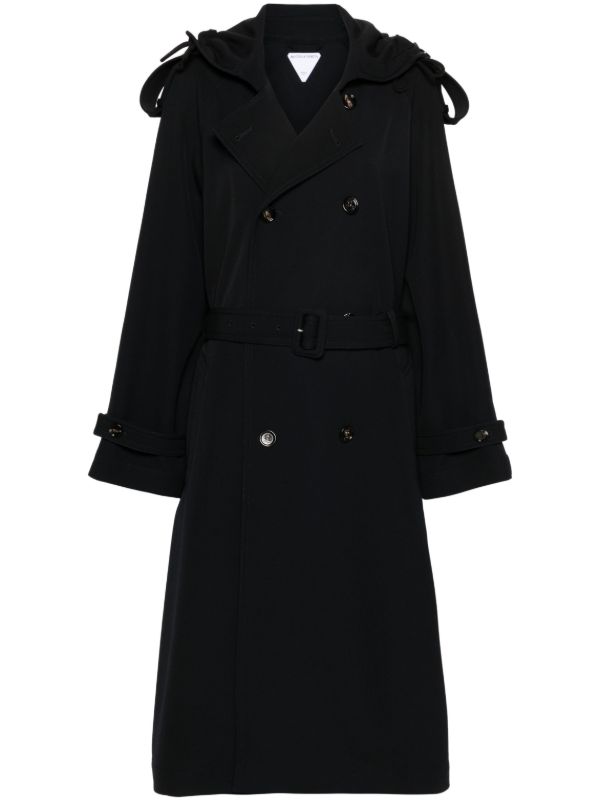 browns Bottega Veneta Blue Wool Belted Trench Coat | Browns Trench Coats & Raincoats