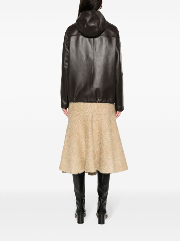 Browns Bottega Veneta Brown Hooded Leather Jacket | Browns Leather Jackets