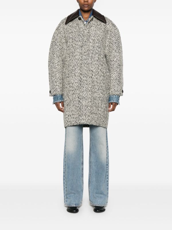 Browns Bottega Veneta Contrasting Collar Coat | Browns Single Breasted Coats