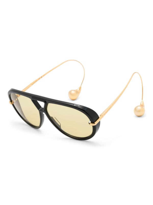 Browns Bottega Veneta Eyewear Black Drops Pilot-Frame Sunglasses | Browns Sunglasses