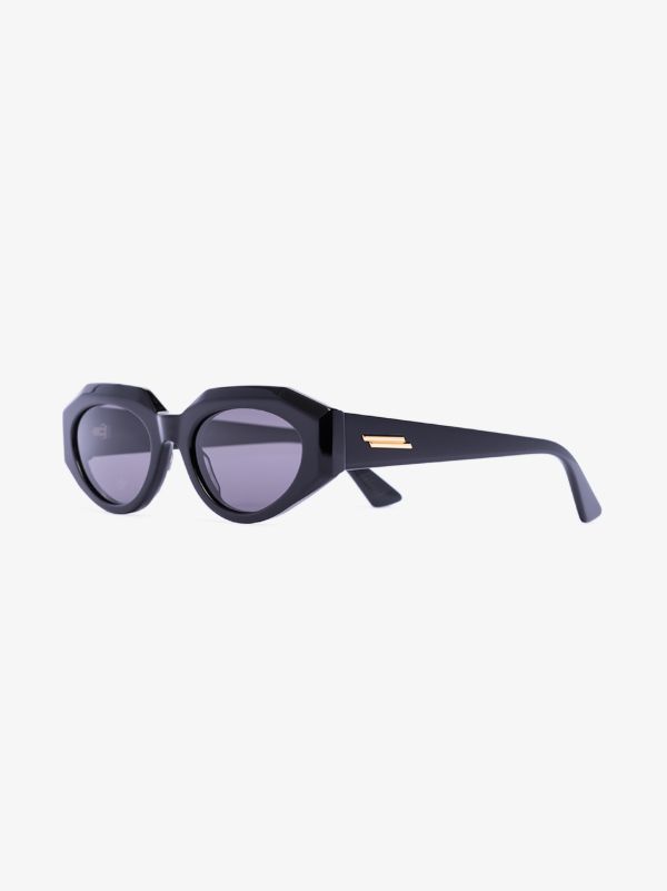 Browns Bottega Veneta Eyewear Black Facet Oval Sunglasses | Browns Sunglasses
