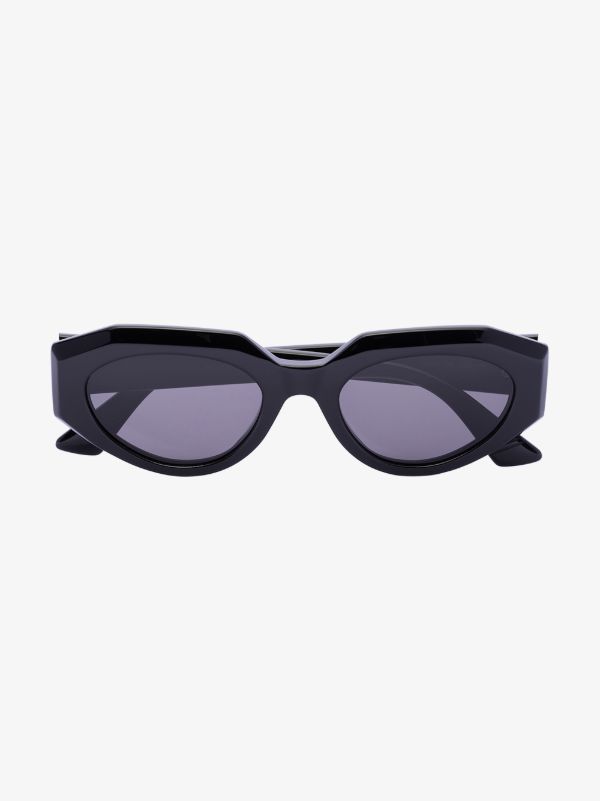 browns Bottega Veneta Eyewear Black Facet oval sunglasses | Browns Sunglasses