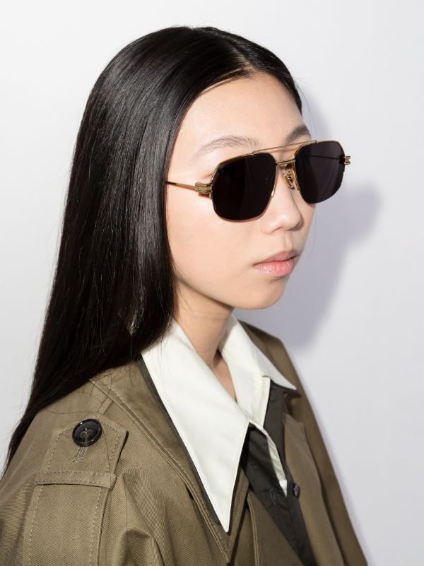 Browns Bottega Veneta Eyewear Gold-tone Bond Aviator-style Sunglasses | Browns Sunglasses