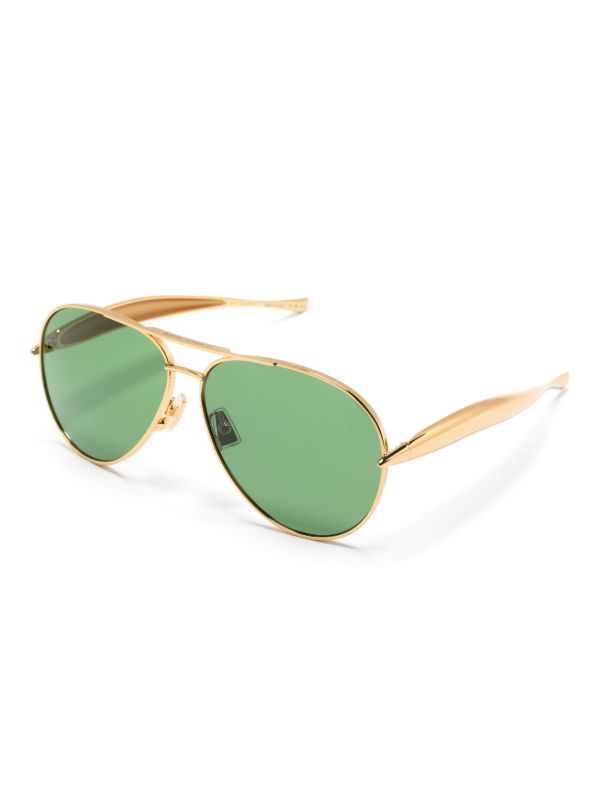 Browns Bottega Veneta Eyewear Gold-Tone Sardine Pilot-Frame Sunglasses | Browns Sunglasses