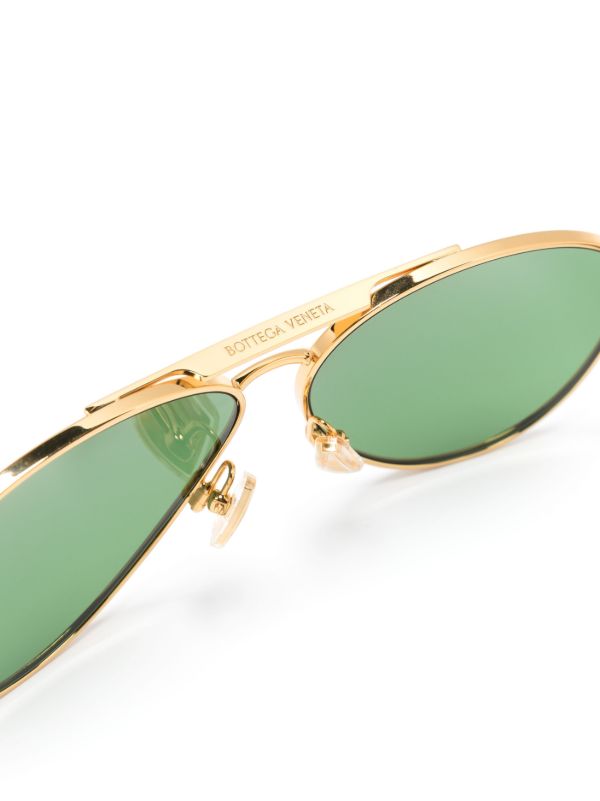 Browns Bottega Veneta Eyewear Gold-Tone Sardine Pilot-Frame Sunglasses | Browns Sunglasses