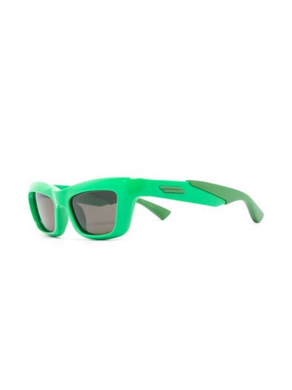 Browns Bottega Veneta Eyewear Green Sport Rectangle Sunglasses | Browns Sunglasses