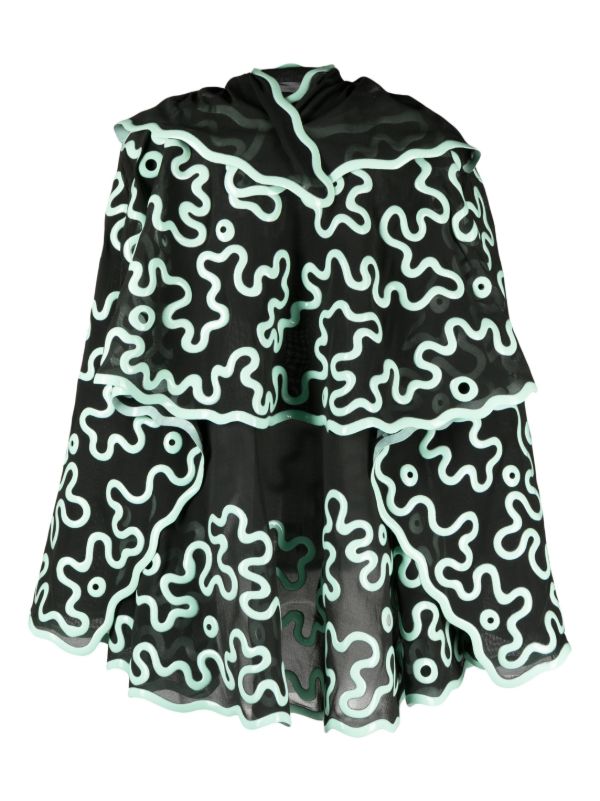 Browns Bottega Veneta Green 3D-printed Sheer Cape Blouse | Browns Blouses