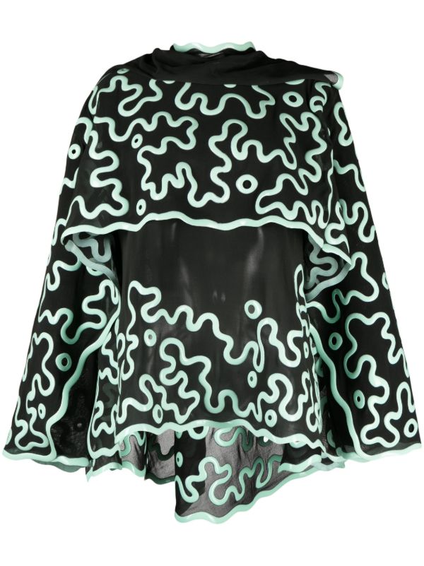 browns Bottega Veneta green 3D-printed sheer cape blouse | Browns Blouses