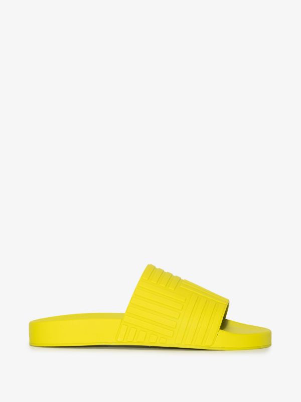 browns Bottega Veneta green embossed rubber slides | Browns Sandals