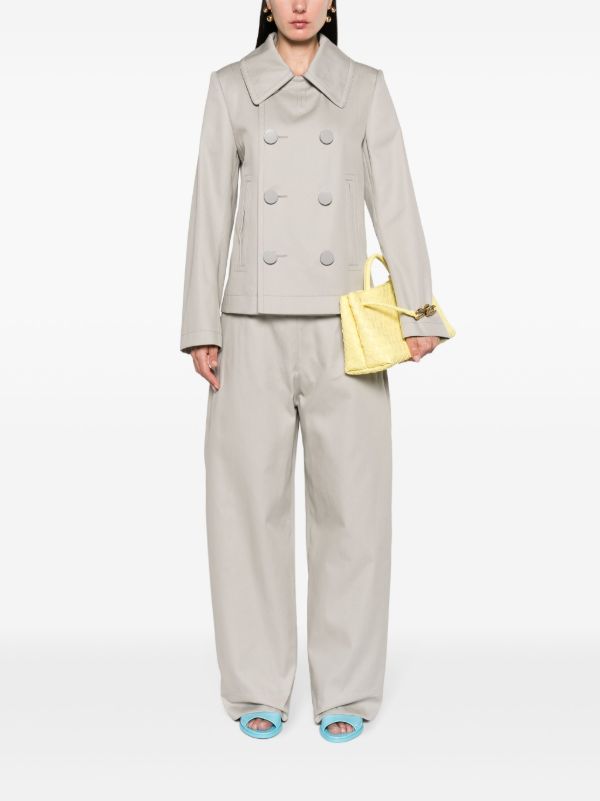 Browns Bottega Veneta Grey Double-Breasted Cotton Jacket | Browns Blazers