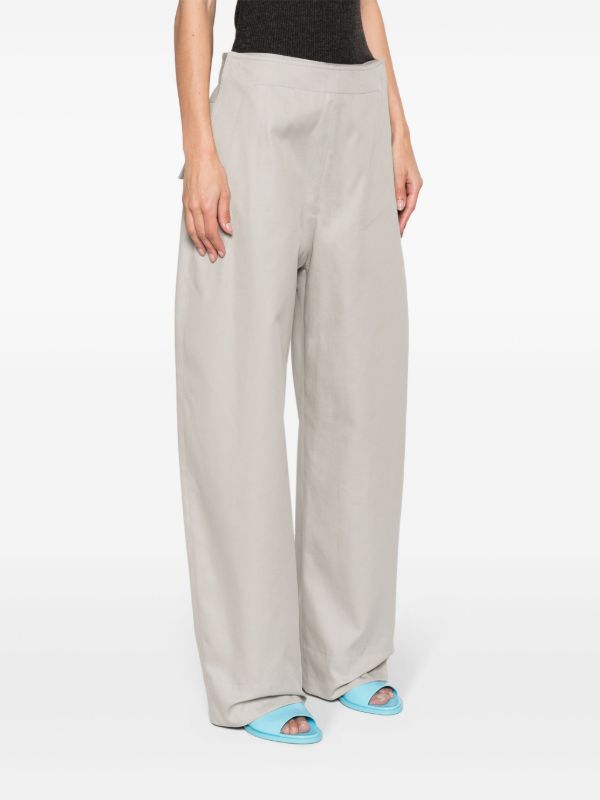 Browns Bottega Veneta Grey Wide-Leg Cotton Trousers | Browns Wide-Leg Pants