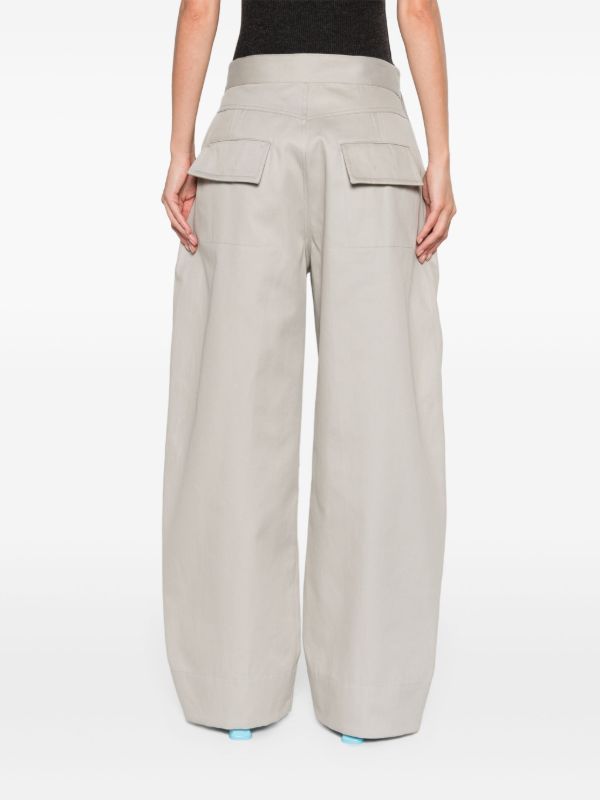 Browns Bottega Veneta Grey Wide-Leg Cotton Trousers | Browns Wide-Leg Pants
