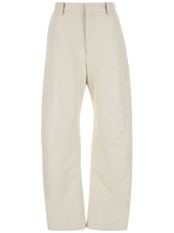 browns Bottega Veneta Leather Rounded-Leg Trousers | Browns Straight-Leg Pants