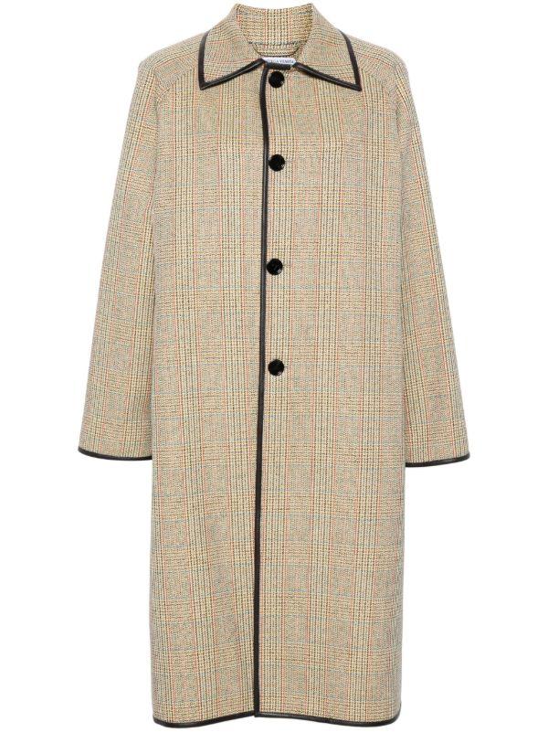 browns Bottega Veneta Neutral Prince Of Wales Coat | Browns Single Breasted Coats