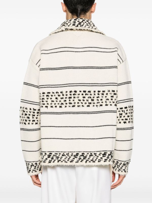 Browns Bottega Veneta Neutral Striped Knit Polo Jumper | Browns Knitted Sweaters